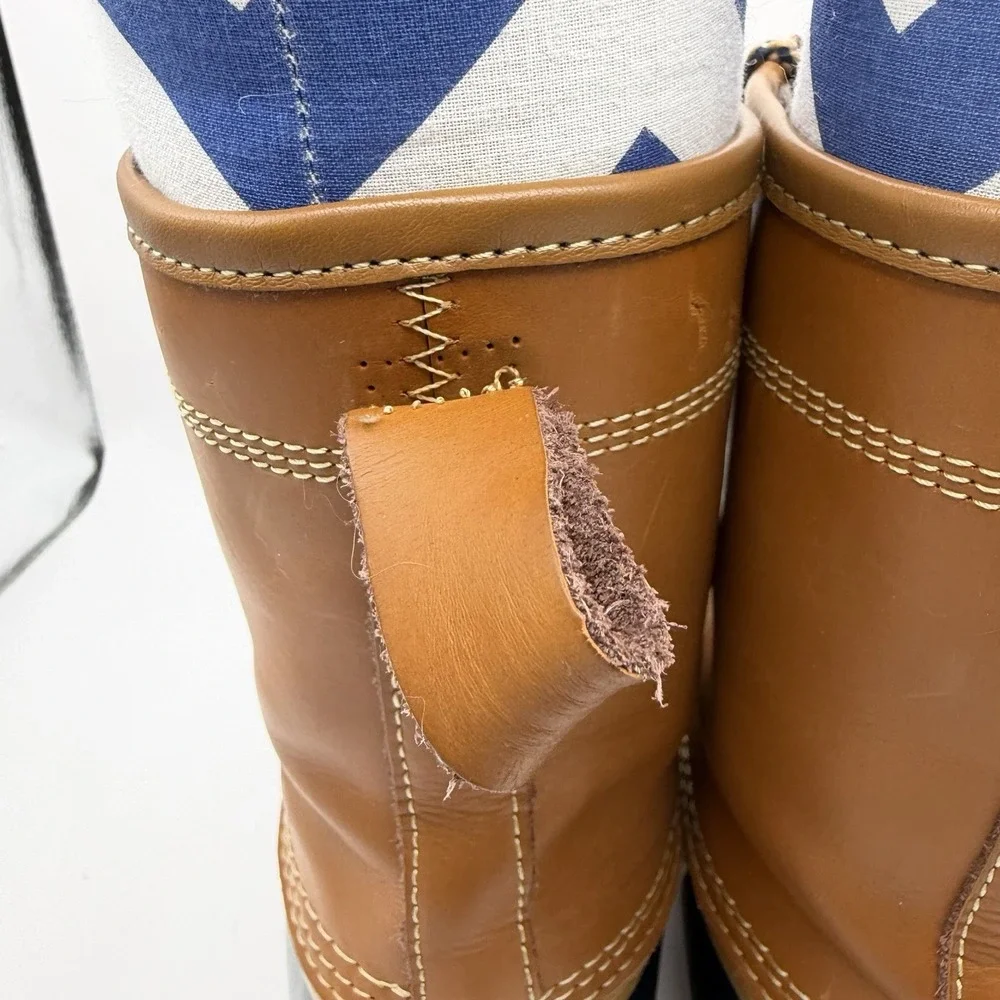 Land's End Women's Sz 8 Leather and Blue Rubber Duck Boots 502426‎